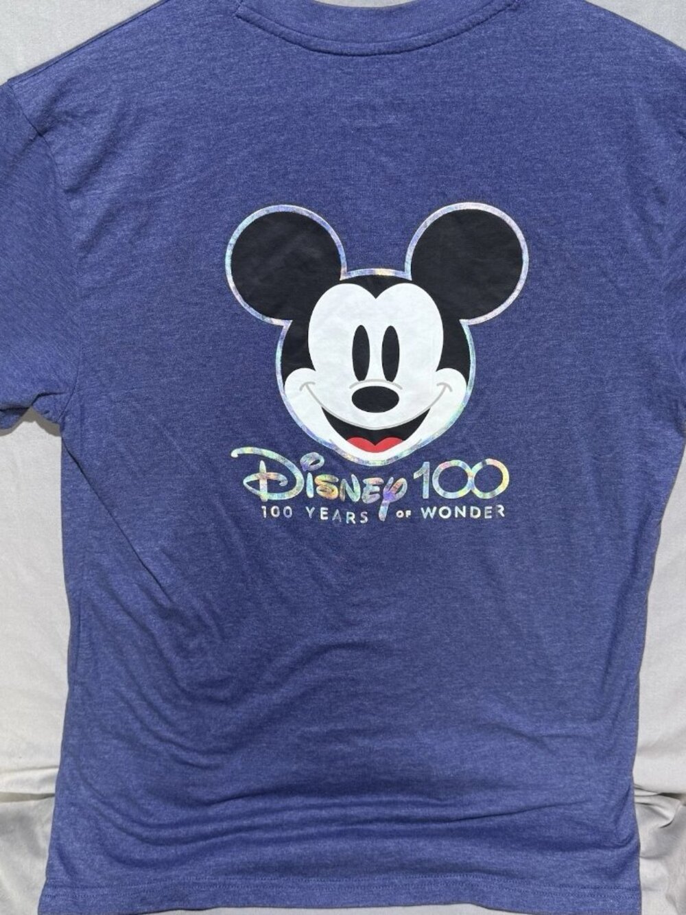 Disney 100 Mickey Mouse T Shirt Blue Graphic Short Sleeve Men’s Small - Picture 2 of 3